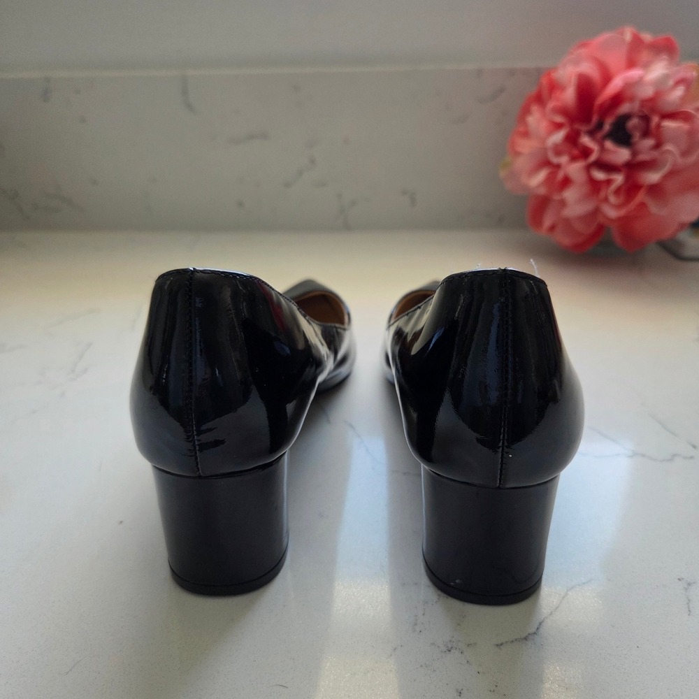 Kate Spade New York Black Patent Leather Pointed Toe Block Heel Pumps Sz 8.5 - Picture 5 of 7